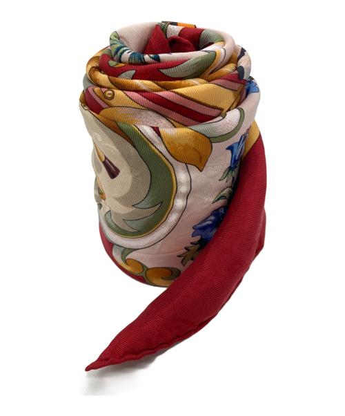 HERMES（エルメス）HERMES (エルメス) カレ90/”パイプオルガンと機械仕掛けの楽器 ORGAUPHONE ET AUTRES MECANIQUES” レッドの古着・服飾アイテム