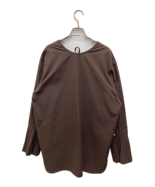 Adam et Rope（アダム エ ロペ）Adam et Rope (アダム エ ロペ) プリーツスリーブシャツチュニック ブラウン サイズ:Fの古着・服飾アイテム