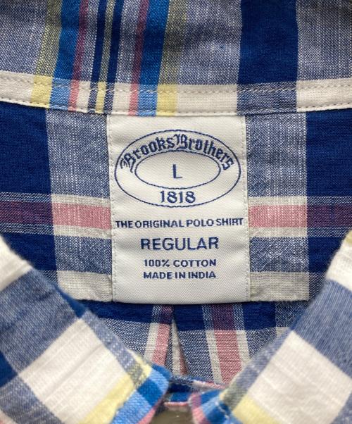 BROOKS BROTHERS（ブルックスブラザーズ）BROOKS BROTHERS (ブルックスブラザーズ) S/SチェックBDシャツ ブルー サイズ:Lの古着・服飾アイテム