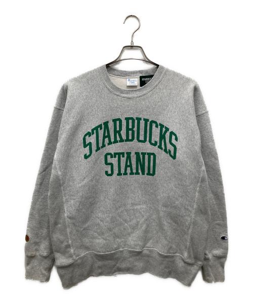 Champion（チャンピオン）Champion (チャンピオン) BEAMS (ビームス) STARBUCKS COFFEE (スターバックスコーヒー) リバースウィーブスウェット グレー サイズ:X-LARGEの古着・服飾アイテム