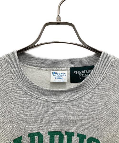 Champion（チャンピオン）Champion (チャンピオン) BEAMS (ビームス) STARBUCKS COFFEE (スターバックスコーヒー) リバースウィーブスウェット グレー サイズ:X-LARGEの古着・服飾アイテム