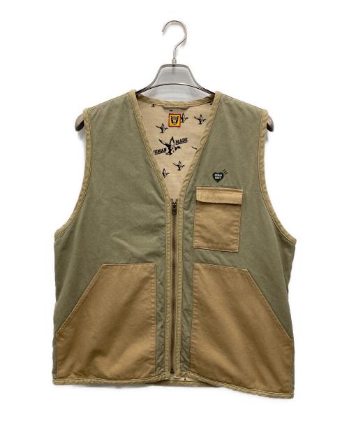 HUMAN MADE（ヒューマンメイド）HUMAN MADE (ヒューマンメイド) Hunting Vest/ハンティングベスト オリーブ×ベージュ サイズ:Lの古着・服飾アイテム