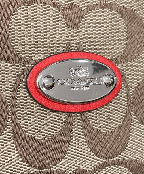 COACH（コーチ）COACH (コーチ) シグネチャートートバッグ ベージュ×レッド 未使用品の古着・服飾アイテム