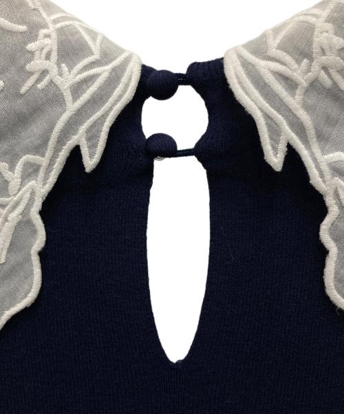 Snidel（スナイデル）Snidel (スナイデル) エンブロイダリーカラーニットマーメイドワンピース ネイビー サイズ:FREEの古着・服飾アイテム