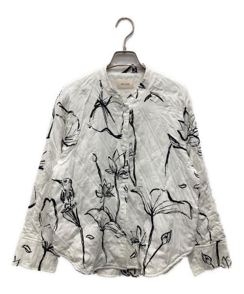 DES PRES（デ プレ）DES PRES (デ プレ) ロータスウォータープリント スタンドカラーブルゾン ホワイト サイズ:Fの古着・服飾アイテム