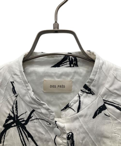 DES PRES（デ プレ）DES PRES (デ プレ) ロータスウォータープリント スタンドカラーブルゾン ホワイト サイズ:Fの古着・服飾アイテム
