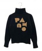 patouパトゥ）の古着「タートルネックニット」｜ブラック×ベージュ
