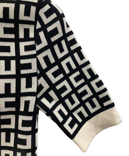 ELISABETTA FRANCHI（エリザベッタフランキ）ELISABETTA FRANCHI (エリザベッタフランキ) Monogram-Knit Cropped Top/モノグラム ニット クロップド トップ ホワイト×ブラック サイズ:表記無し(実寸ご確認ください）の古着・服飾アイテム