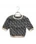 ELISABETTA FRANCHI（エリザベッタフランキ）の古着「Monogram-Knit Cropped Top/モノグラム ニット クロップド トップ」｜ホワイト×ブラック