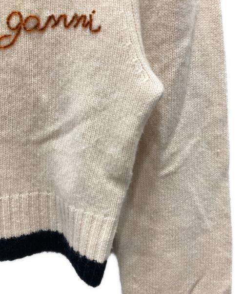 GANNI（ガニー）Ganni (ガニー) ニットカーディガン ホワイト×ブラック サイズ:XSの古着・服飾アイテム