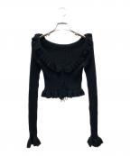 JOSE MOONジョゼムーン）の古着「RAFFLE KNIT TOPS/ラッフルニットトップス」｜ブラック