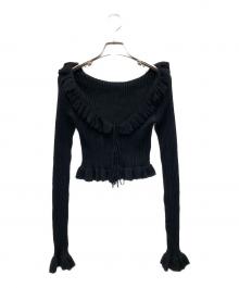 JOSE MOON（ジョゼムーン）の古着「RAFFLE KNIT TOPS/ラッフルニットトップス」｜ブラック