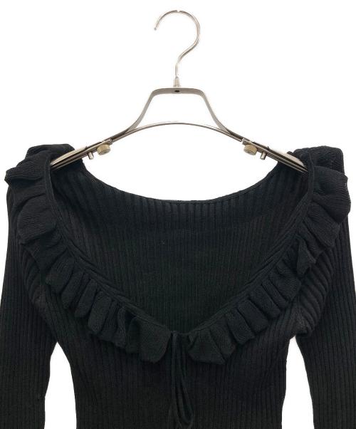 JOSE MOON（ジョゼムーン）JOSE MOON (ジョゼムーン) RAFFLE KNIT TOPS/ラッフルニットトップス ブラック サイズ:Fの古着・服飾アイテム