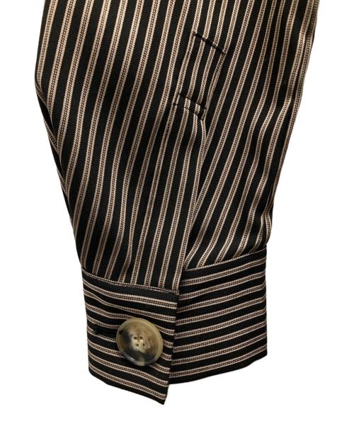 CLANE（クラネ）CLANE (クラネ) STRIPE BIG BUTTON ALL IN ONE/ストライプ ビッグ ボタン オールインワン ベージュ×ブラックの古着・服飾アイテム