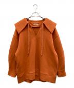 CLANEクラネ）の古着「CARD BOARDBIG COLLAR TOPS/カードボード ビッグ カラー トップス」｜オレンジ