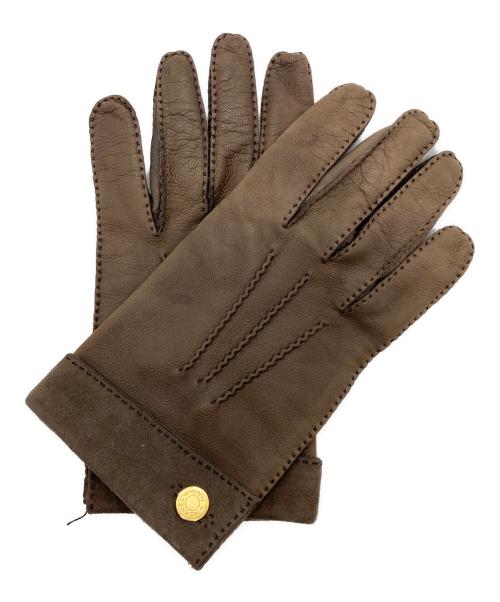 HERMES（エルメス）HERMES (エルメス) ムートンレザーグローブ ブラウンの古着・服飾アイテム