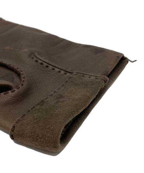 HERMES（エルメス）HERMES (エルメス) ムートンレザーグローブ ブラウンの古着・服飾アイテム