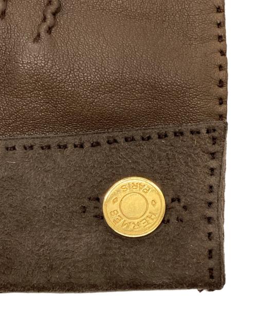HERMES（エルメス）HERMES (エルメス) ムートンレザーグローブ ブラウンの古着・服飾アイテム