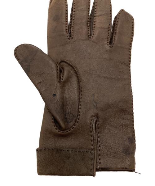 HERMES（エルメス）HERMES (エルメス) ムートンレザーグローブ ブラウンの古着・服飾アイテム