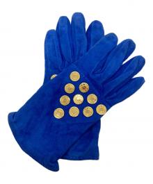 HERMES（エルメス）の古着「コイン装飾スウェードグローブ」｜ブルー