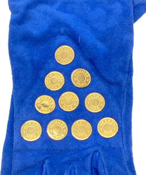 HERMES（エルメス）HERMES (エルメス) コイン装飾スウェードグローブ ブルーの古着・服飾アイテム