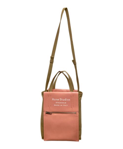 Acne studios（アクネ ストゥディオズ）Acne studios (アクネ ストゥディオズ) Papery Nylon Tote 2way/ペイパリーナイロントートバッグ ピンク×ブラウンの古着・服飾アイテム