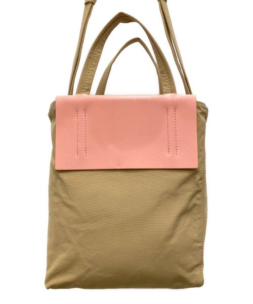 Acne studios（アクネ ストゥディオズ）Acne studios (アクネ ストゥディオズ) Papery Nylon Tote 2way/ペイパリーナイロントートバッグ ピンク×ブラウンの古着・服飾アイテム