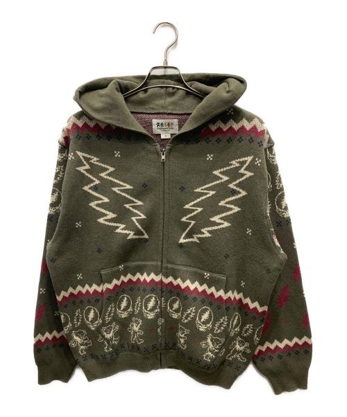 thisisneverthat（ディスイズネバーザット）thisisneverthat (ディスイズネバーザット) Grateful Dead (グレイトフル・デッド) GD Iconography Knit Zip Hoodie グリーン サイズ:Sの古着・服飾アイテム