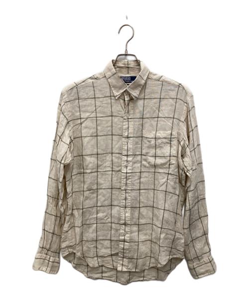 POLO RALPH LAUREN（ポロ・ラルフローレン）POLO RALPH LAUREN (ポロ・ラルフローレン) GARDNER/チェックリネンシャツ ホワイト サイズ:Mの古着・服飾アイテム