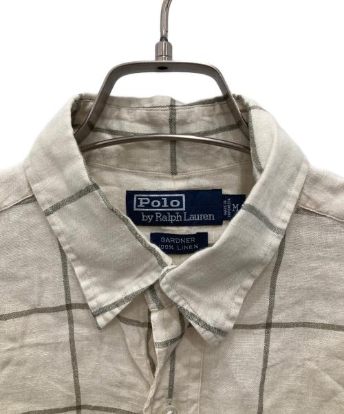POLO RALPH LAUREN（ポロ・ラルフローレン）POLO RALPH LAUREN (ポロ・ラルフローレン) GARDNER/チェックリネンシャツ ホワイト サイズ:Mの古着・服飾アイテム
