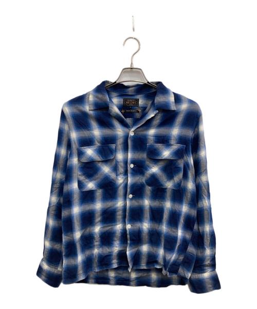 BEAMS PLUS（ビームスプラス）BEAMS PLUS (ビームスプラス) オープンカラーオンブレチェックシャツ ブルー サイズ:Sの古着・服飾アイテム