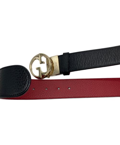 GUCCI（グッチ）GUCCI (グッチ) GGロゴ リバーシブルベルト ブラック×レッド サイズ:80・32の古着・服飾アイテム