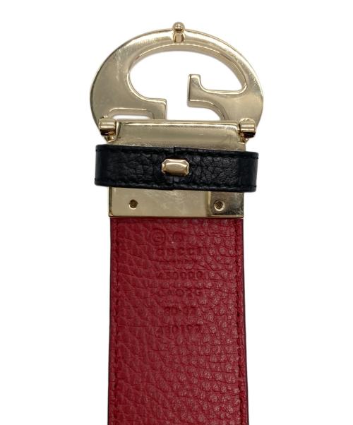 GUCCI（グッチ）GUCCI (グッチ) GGロゴ リバーシブルベルト ブラック×レッド サイズ:80・32の古着・服飾アイテム