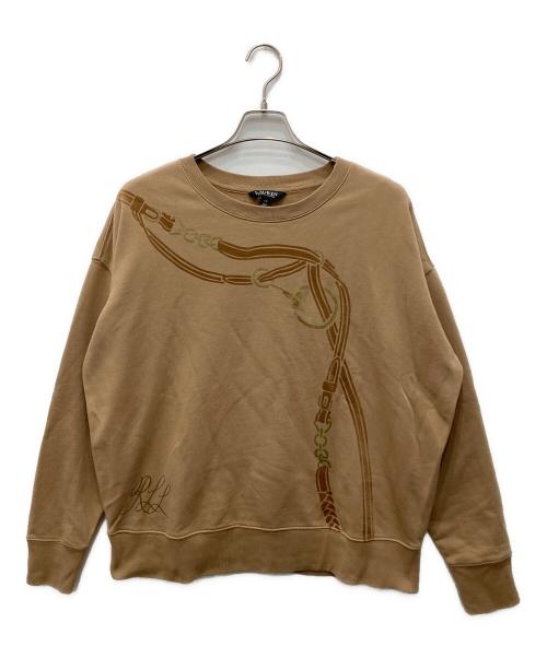 LAUREN RALPH LAUREN（ローレンラルフローレン）LAUREN RALPH LAUREN (ローレンラルフローレン) ベルティングプリント フレンチテリープルオーバー ベージュ サイズ:Lの古着・服飾アイテム