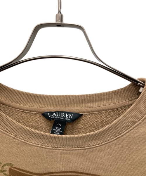 LAUREN RALPH LAUREN（ローレンラルフローレン）LAUREN RALPH LAUREN (ローレンラルフローレン) ベルティングプリント フレンチテリープルオーバー ベージュ サイズ:Lの古着・服飾アイテム