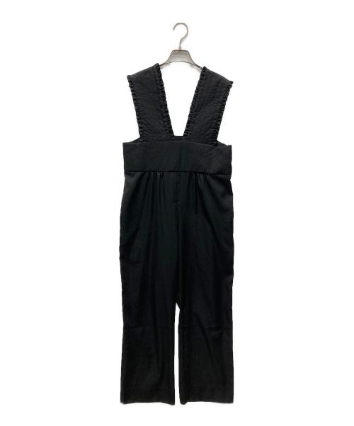 YORI（ヨリ）yori (ヨリ) サテンフリルサロペット ブラック サイズ:36の古着・服飾アイテム