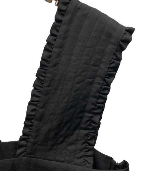 YORI（ヨリ）yori (ヨリ) サテンフリルサロペット ブラック サイズ:36の古着・服飾アイテム