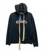LOEWEロエベ）の古着「Paula's Ibiza Logo-print Hooded Sweatshirt In Blue / ロゴプリントスウェットシャツ」｜ブラック