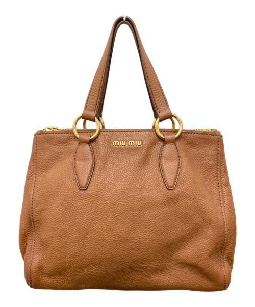 MIU MIU（ミュウミュウ）MIU MIU (ミュウミュウ) レザートートバッグ ブラウンの古着・服飾アイテム