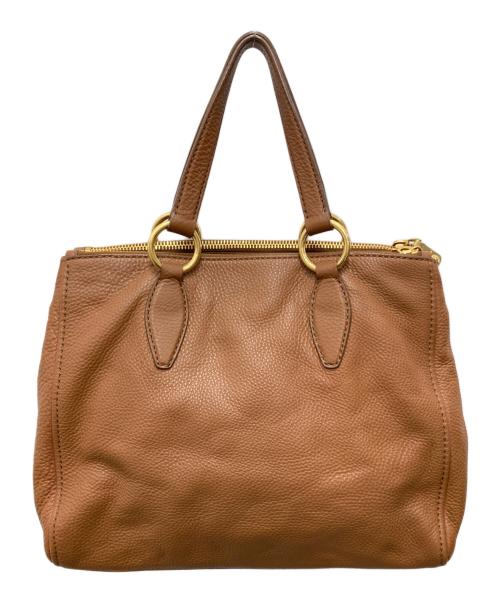 MIU MIU（ミュウミュウ）MIU MIU (ミュウミュウ) レザートートバッグ ブラウンの古着・服飾アイテム