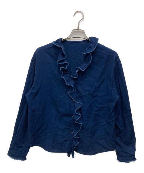 FRAMeWORK（フレームワーク）FRAMeWORK (フレームワーク) インディゴ染めフリルシャツ ブルー サイズ:不明（実寸をご確認ください）の古着・服飾アイテム