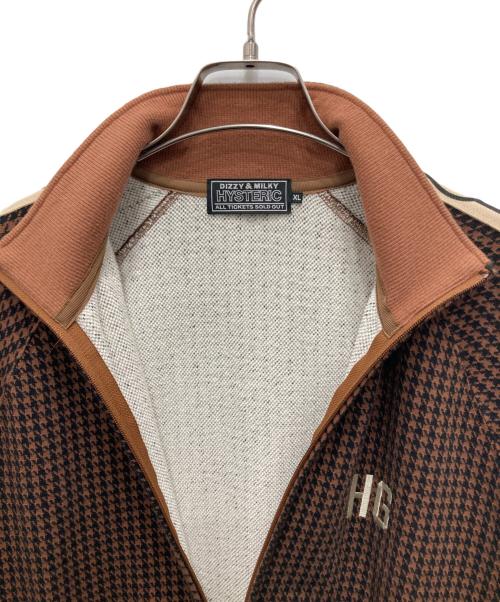 Hysteric Glamour（ヒステリックグラマー）Hysteric Glamour (ヒステリックグラマー) HG刺繍 トラックジャケット ブラウン×ブラック サイズ:XLの古着・服飾アイテム