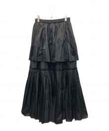 ENFOLD（エンフォルド）の古着「SOLOTEX サテンプリーツスカート」｜ブラック