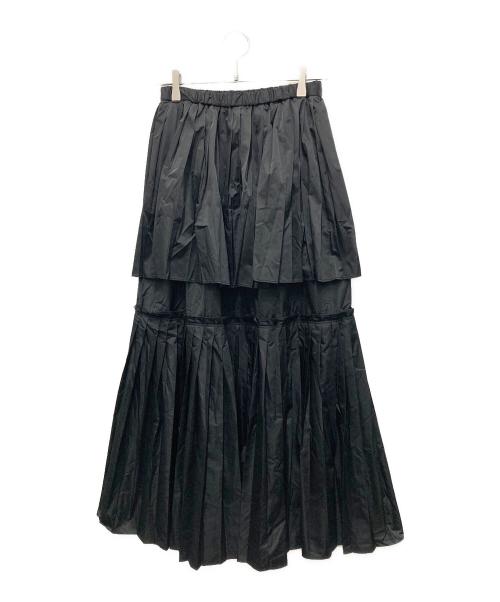 ENFOLD（エンフォルド）ENFOLD (エンフォルド) SOLOTEX サテンプリーツスカート ブラック サイズ:38の古着・服飾アイテム