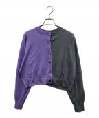 ENFOLDエンフォルド）の古着「バイカラーカーディガン」｜グレー×パープル