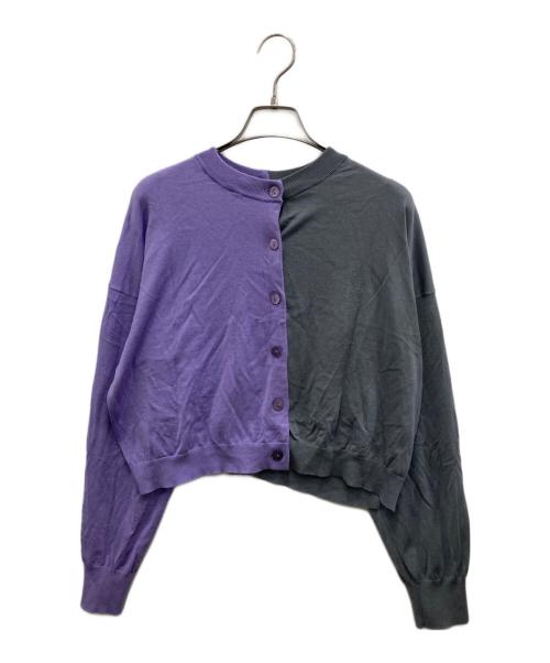 ENFOLD（エンフォルド）ENFOLD (エンフォルド) バイカラーカーディガン グレー×パープル サイズ:38の古着・服飾アイテム