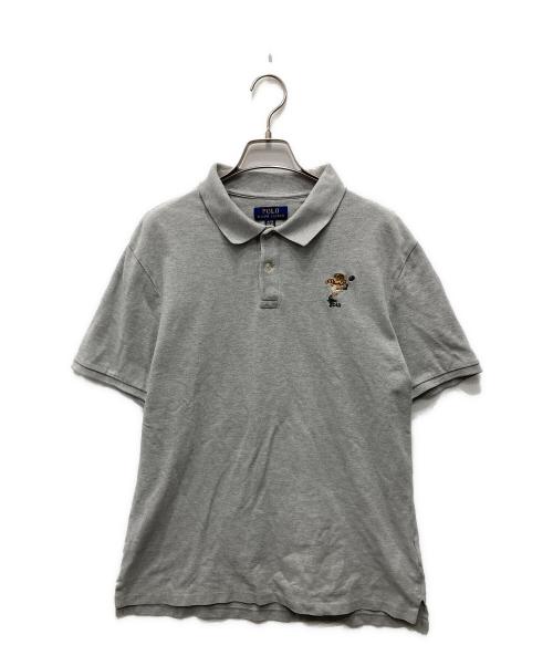 POLO RALPH LAUREN（ポロ・ラルフローレン）POLO RALPH LAUREN (ポロ・ラルフローレン) ベア刺繍ポロシャツ グレー サイズ:XLの古着・服飾アイテム
