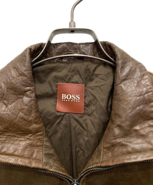 HUGO BOSS（ヒューゴ ボス）HUGO BOSS (ヒューゴ ボス) ラムレザージャケット ブラウン サイズ:Sの古着・服飾アイテム