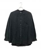 Graphpaperグラフペーパー）の古着「Linen Cupro Oversized Band Collar Shirt/リネン キュプラ オーバーサイズド バンド カラー シャツ」｜ブラック