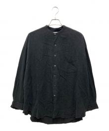 Graphpaper（グラフペーパー）の古着「Linen Cupro Oversized Band Collar Shirt/リネン キュプラ オーバーサイズド バンド カラー シャツ」｜ブラック